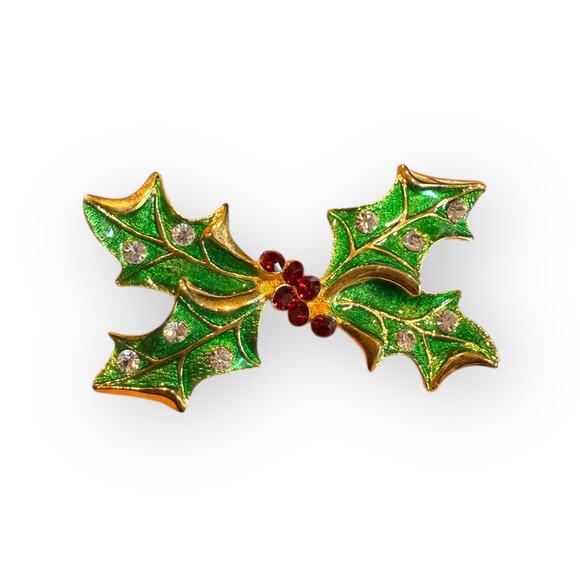 Eisenberg Ice Holiday Christmas Holly Vintage Brooch - Picture 1 of 3